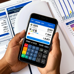 **Prompt:** A concerned Vietnamese investor meticulously reviewing financial documents and credit scores on a P2P lending platform interface, surrounded by charts showing risk assessment and diversification strategies. Focus on details like a calculator, legal documents, and a Vietnamese banking app open on a smartphone. The atmosphere should convey diligence and risk awareness.