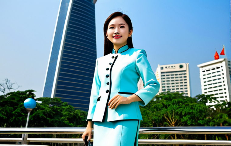 Modern Vietnamese Professional**

"A confident Vietnamese businesswoman, fully clothed in a tailored ao dai business suit (modern style), standing in front of the Bitexco Financial Tower in Ho Chi Minh City, Vietnam. Bright, sunny day. Professional photography, perfect anatomy, correct proportions, natural pose, safe for work, appropriate content, modest, family-friendly."

**