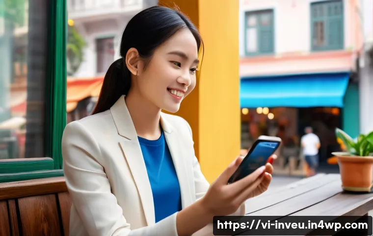 PP 대출 고객 경험 분석 - A modern Vietnamese customer using a sleek smartphone app to apply for a fast personal loan, sitting...