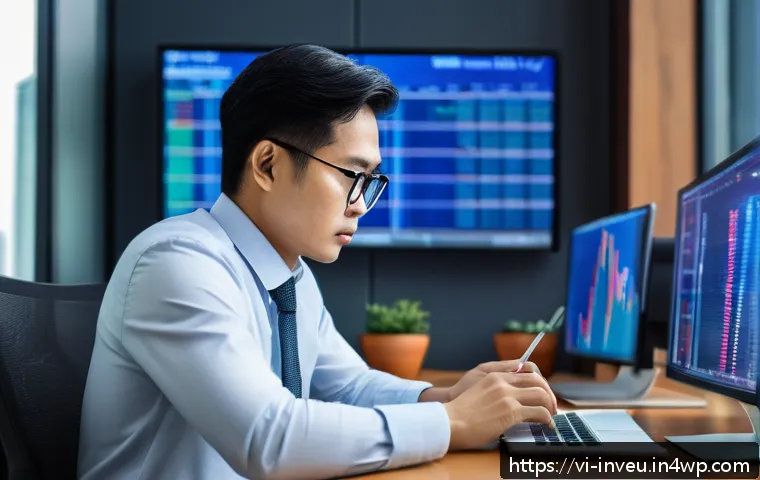 PP 대출 투자에서의 감정적 요인 - A Vietnamese investor in a modern office setting, thoughtfully analyzing stock charts and financial ...