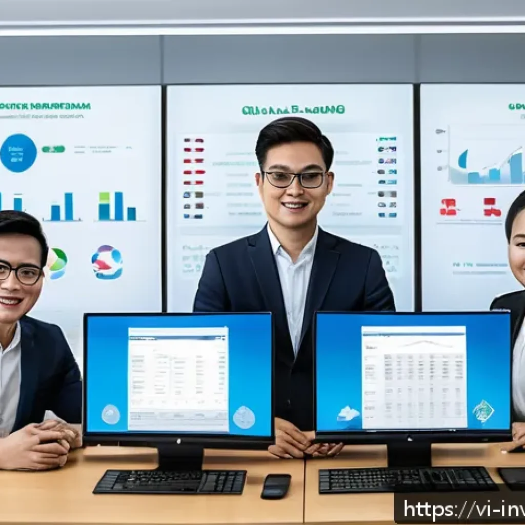 PP 대출 투자 시장의 성장 가능성 - A modern Vietnamese fintech office scene showing a diverse team of young professionals collaborating...